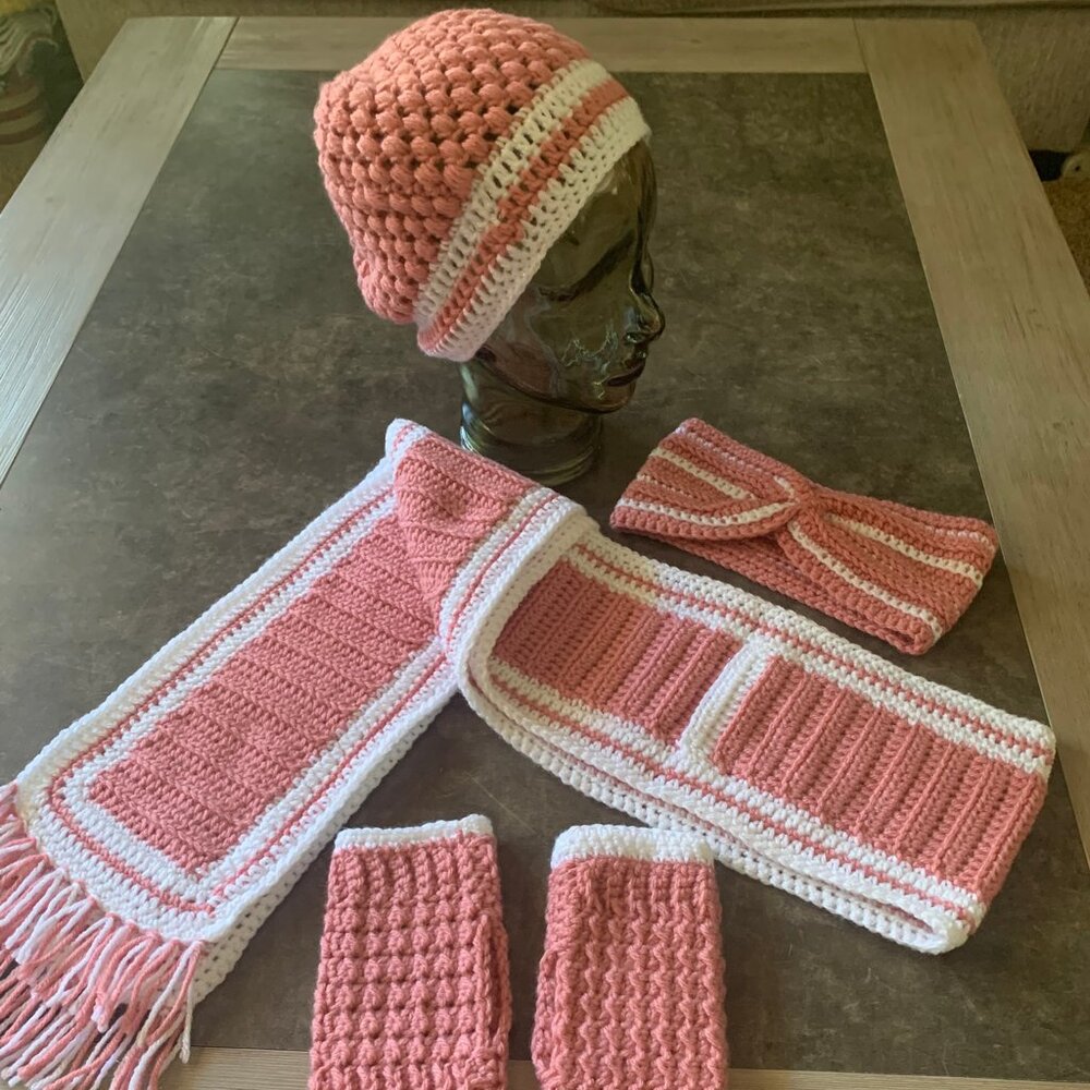 #11- Hand Crocheted 4 Piece Women's Winter Set